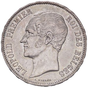 obverse: ESTERE - BELGIO - Leopoldo I (1831-1865) - 5 Franchi 1853 - Matrimonio Kr. M2. 2 R AG  Colpetti e graffi sulla data. BB+