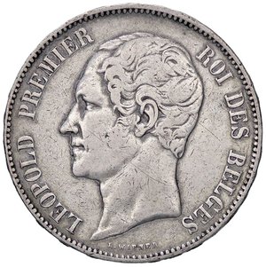 obverse: ESTERE - BELGIO - Leopoldo I (1831-1865) - 5 Franchi 1865 Kr. 17  AG. qBB/BB