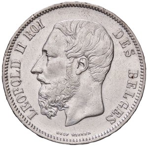 obverse: ESTERE - BELGIO - Leopoldo II (1865-1909) - 5 Franchi 1868 Kr. 24  AG. BB-SPL