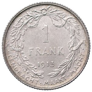 reverse: ESTERE - BELGIO - Alberto I (1909-1934) - Franco 1913 Kr. 73.1  AG. qFDC