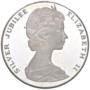 obverse: ESTERE - BERMUDA - Elisabetta II (1952-2022) - 25 Dollari 1977 - Giubileo d argento Kr. 25  AG  In astuccio. FS