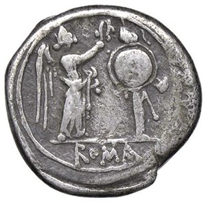 reverse: ROMANE REPUBBLICANE - ANONIME - Monete senza simboli (dopo 211 a.C.) - Vittoriato B. 9; Cr. 53/1  (AG g. 3). BB