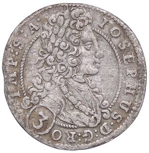 obverse: ESTERE - BOEMIA - Giuseppe I (1705-1711) - 3 Kreuzer 1710 PM   (AG g. 1,27). BB+