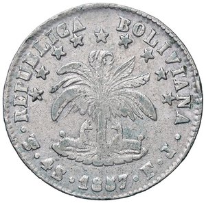 reverse: ESTERE - BOLIVIA - Repubblica (1825) - 4 Soles 1857 FJ Kr. 123.2  AG. qBB