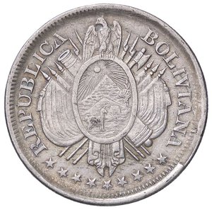 obverse: ESTERE - BOLIVIA - Repubblica (1825) - 50 Centavos 1899 CB Kr. 161.5  AG. qSPL