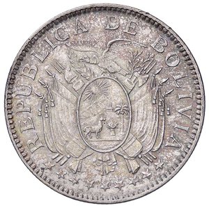 obverse: ESTERE - BOLIVIA - Repubblica (1825) - 50 Centavos 1909 H Kr. 176  AG. bello SPL