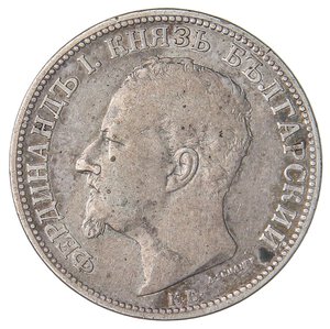 obverse: ESTERE - BULGARIA - Ferdinando I (1887-1918) - 2 Leva 1891 KB Kr. 14  AG. qBB/BB