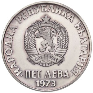 reverse: ESTERE - BULGARIA - Repubblica  - 5 Leva 1973 - 50  Anniversario rivolta anti-fascista Kr. 83  AG. FS