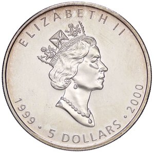 obverse: ESTERE - CANADA - Elisabetta II (1952-2022) - 5 Dollari 1999/2000 Kr. 363  AG. FDC