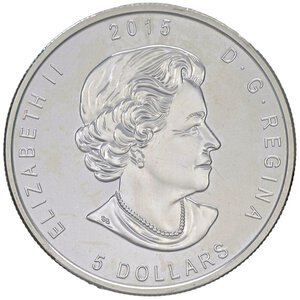 obverse: ESTERE - CANADA - Elisabetta II (1952-2022) - 5 Dollari 2015 - Gufo   AG. FDC