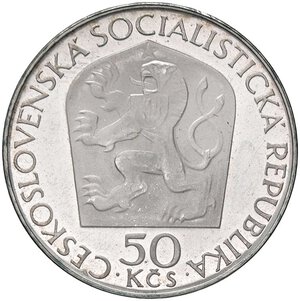 reverse: ESTERE - CECOSLOVACCHIA - Repubblica  - 50 Corone 1970 - 100° Anniversario nascita di Lenin Kr. 70  AG. FS