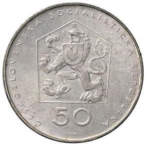 obverse: ESTERE - CECOSLOVACCHIA - Repubblica  - 50 Corone 1971 Kr. 71  AG 50° anniversario PCC. qFDC