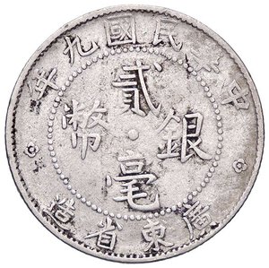 obverse: ESTERE - CINA - Kwangtung  - 20 Cents 1920 Kr. Y423  AG. qBB/BB