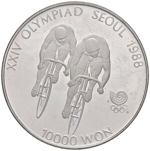 reverse: ESTERE - COREA DEL SUD - Repubblica  - 10.000 Won 1988 - Ciclisti Kr. 76  AG. FS