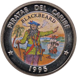 reverse: ESTERE - CUBA - Repubblica  - Peso 1995 - Pirata Barba Nera   NI. FDC