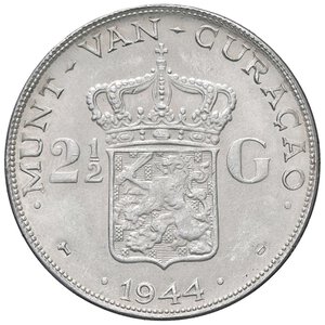 reverse: ESTERE - CURACAO - Guglielmina (1890-1948) - 2,5 Gulden 1944 Kr. 46  AG. qFDC