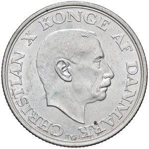 obverse: ESTERE - DANIMARCA - Cristiano X (1912-1947) - 2 Corone 1945 - 75° compleanno Kr. 836  AG. qFDC