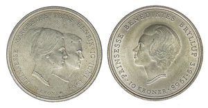 obverse: ESTERE - DANIMARCA - Federico IX (1947-1972) - 10 Corone 1967 e 1968 Kr. 856/857  AG Lotto di 2 monete. qFDC÷FDC