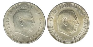 reverse: ESTERE - DANIMARCA - Federico IX (1947-1972) - 10 Corone 1967 e 1968 Kr. 856/857  AG Lotto di 2 monete. qFDC÷FDC