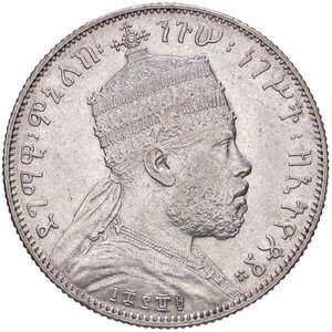 obverse: ESTERE - ETIOPIA - Menelik II (1889-1913) - Mezzo Birr 1889 Kr. 4  AG. BB+