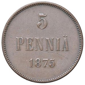 reverse: ESTERE - FINLANDIA - Alessandro II (1855-1881) - 5 Pennia 1875 Kr. 4.2  CU. BB+