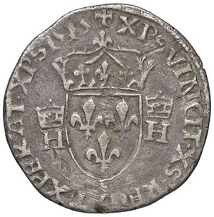 reverse: ESTERE - FRANCIA - Enrico II (1547-1559) - Testone 1555 Dup. 983  (AG g. 8,88). BB