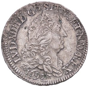 obverse: ESTERE - FRANCIA - Luigi XIV (1643-1715) - Mezzo scudo 1693 A Dupl. 1521 A; Gad. 185  (AG g. 13,31). BB/BB+