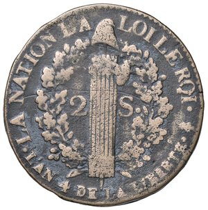 reverse: ESTERE - FRANCIA - Luigi XVI (1774-1792) - 2 Sols 1792 A Kr. 603.1; Gad. 25  CU. qBB