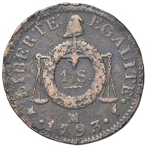 obverse: ESTERE - FRANCIA - Prima Repubblica (1791-1799) - Sol 1793 MA Kr. 619.10 R CU. meglio di MB