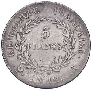 reverse: ESTERE - FRANCIA - Napoleone I, Console (1801-1804) - 5 Franchi AN 12 A Kr. 659.1  AG. qBB