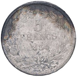 reverse: ESTERE - FRANCIA - Luigi Filippo I (1830-1848) - 5 Franchi 1834 W Kr. 749.13  AG. BB+