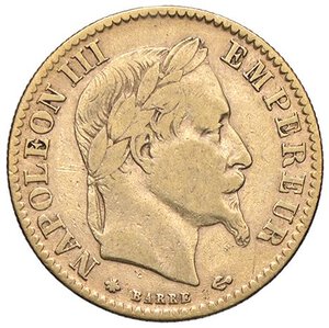 obverse: ESTERE - FRANCIA - Napoleone III (1852-1870) - 10 Franchi 1866 A - Testa laureata Kr. 800.1  (AU g. 3,21). qBB