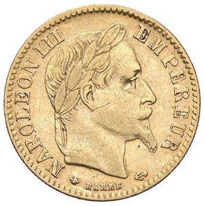 obverse: ESTERE - FRANCIA - Napoleone III (1852-1870) - 10 Franchi 1868 A - Testa laureata Kr. 800.1  (AU g. 3,21). BB