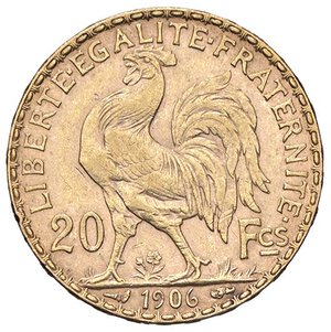 reverse: ESTERE - FRANCIA - Terza Repubblica (1870-1940) - 20 Franchi 1906 Kr. 847  (AU g. 6,45). SPL+