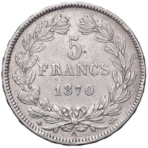 reverse: ESTERE - FRANCIA - Terza Repubblica (1870-1940) - 5 Franchi 1870 A Kr. 819  AG. BB