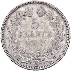 reverse: ESTERE - FRANCIA - Terza Repubblica (1870-1940) - 5 Franchi 1870 K Kr. 818.2 R AG. meglio di MB