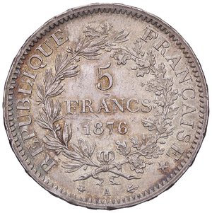 reverse: ESTERE - FRANCIA - Terza Repubblica (1870-1940) - 5 Franchi 1876 A Kr. 52.1  AG  Colpetti. SPL