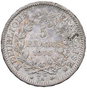 reverse: ESTERE - FRANCIA - Terza Repubblica (1870-1940) - 5 Franchi 1876 A Kr. 52.1  AG. qBB/BB