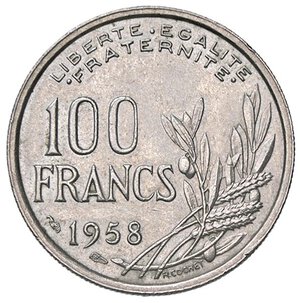 reverse: ESTERE - FRANCIA - Quarta Repubblica (1947-1958) - 100 Franchi 1958 Kr. 919  NI. SPL