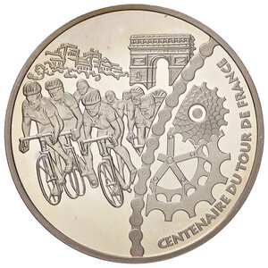 reverse: ESTERE - FRANCIA - Quinta Repubblica (1959) - Quarto di euro 2003 - Centenario del Tour   AG. FS