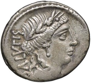 obverse: ROMANE REPUBBLICANE - ACILIA - Man. Acilius Glabrio (49 a.C.) - Denario B. 8; Cr. 442/1a  (AG g. 3,52). BB