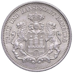 obverse: ESTERE - GERMANIA - AMBURGO - Città Libera  - 2 Marchi 1901 J Kr. 294  AG. qFDC