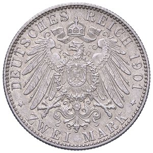 reverse: ESTERE - GERMANIA - AMBURGO - Città Libera  - 2 Marchi 1901 J Kr. 294  AG. qFDC