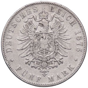 reverse: ESTERE - GERMANIA - BADEN - Federico I Gran Duca (1856-1907) - 5 Marchi 1875 G Kr. 263.1  AG  Colpetto. qBB