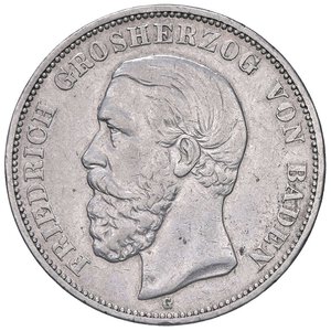 obverse: ESTERE - GERMANIA - BADEN - Federico I Gran Duca (1856-1907) - 5 Marchi 1898 G Kr. 268  AG. BB+