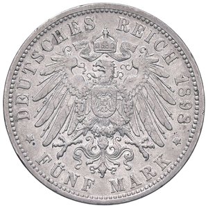 reverse: ESTERE - GERMANIA - BADEN - Federico I Gran Duca (1856-1907) - 5 Marchi 1898 G Kr. 268  AG. BB+