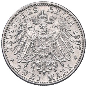 reverse: ESTERE - GERMANIA - BADEN - Federico I Gran Duca (1856-1907) - 2 Marchi 1907 G Kr. 272  AG. BB+/qSPL