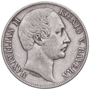 obverse: ESTERE - GERMANIA - BAVIERA - Massimiliano II (1848-1864) - Tallero 1858   AG. BB