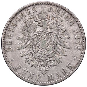 reverse: ESTERE - GERMANIA - BAVIERA - Ludwig II (1864-1886) - 5 Marchi 1875 D Kr. 502  AG. qBB