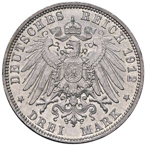 reverse: ESTERE - GERMANIA - BAVIERA - Otto (1886-1913) - 3 Marchi 1912 D Kr. 515  AG. qFDC